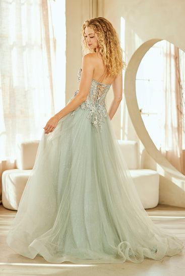 Champagne Long Formal Gown – Embellished Gala Dress