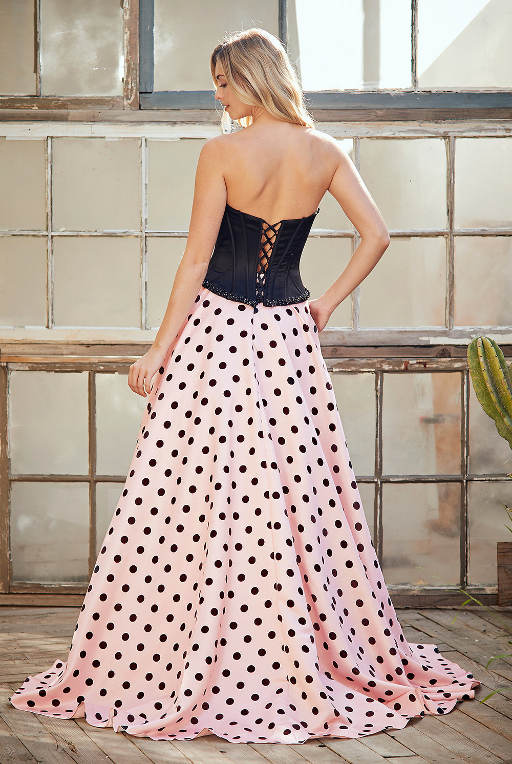 Pink Black Long Formal Gown – Embellished Gala Dress