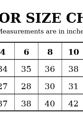 Amelia junior size chart