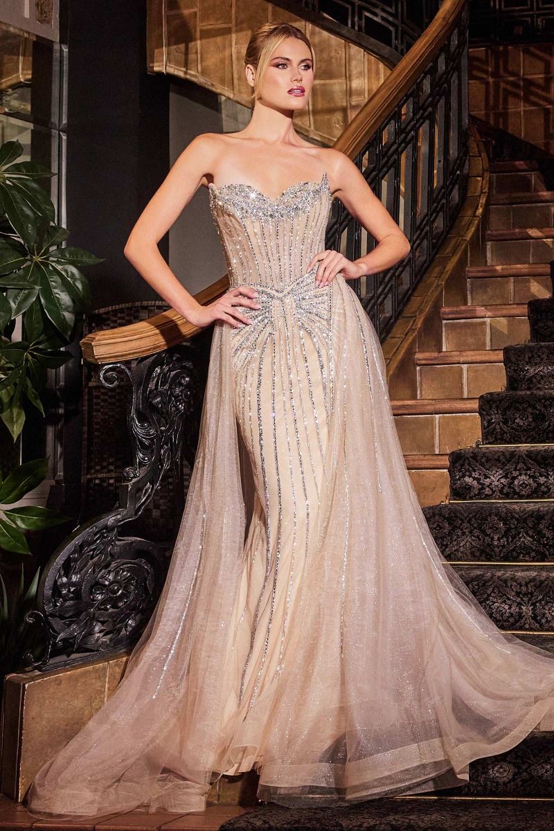 Self Cntrd Sydney Crystal Embellished Draped Gown