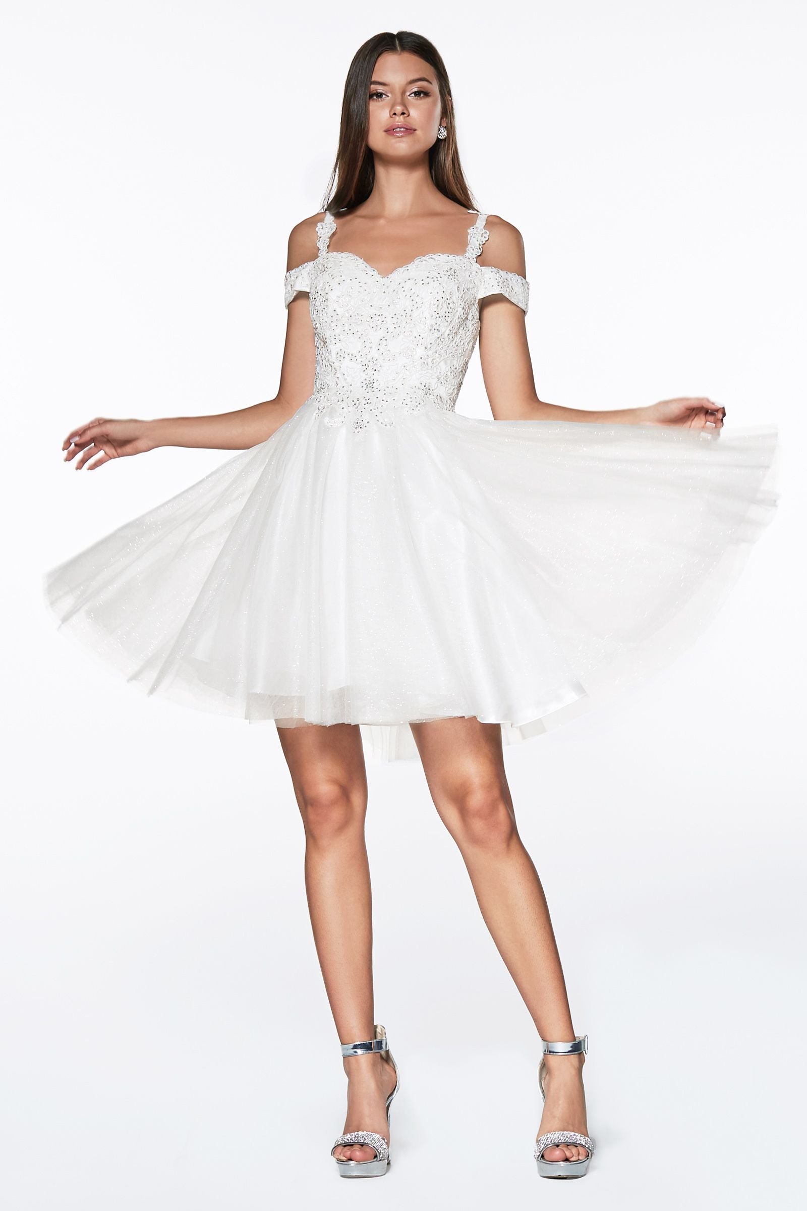 Off-shoulder Lace Cocktail Dress-smcdress