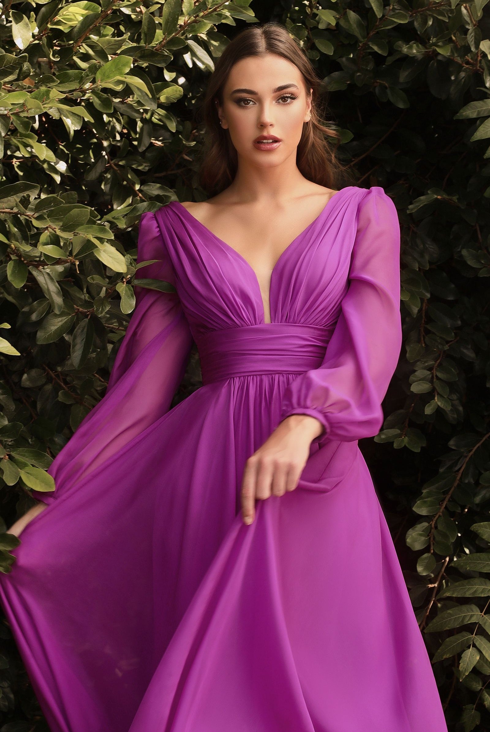 Chiffon Long Sleeve Dress-smcdress