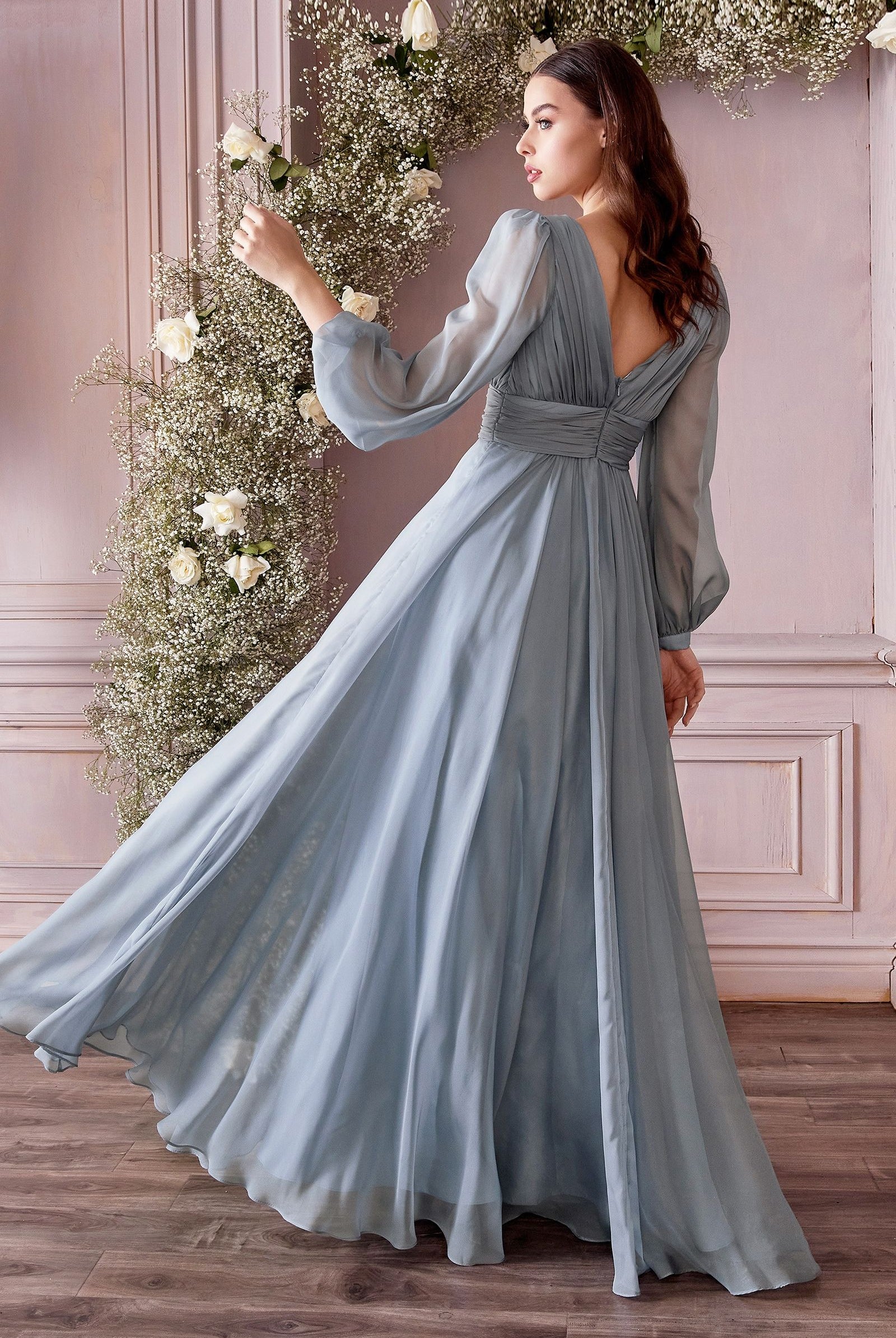 Chiffon Long Sleeve Dress-smcdress