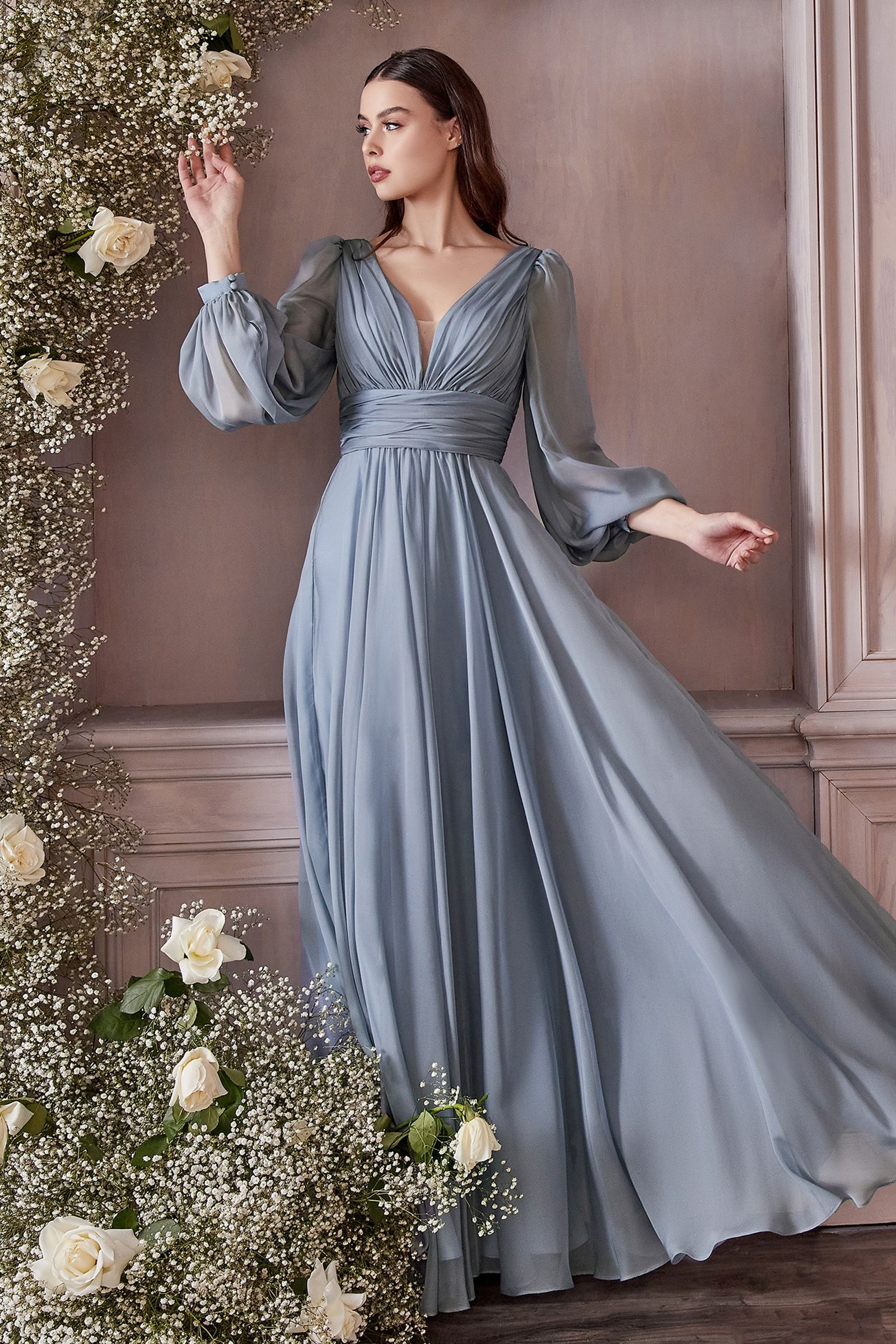 Chiffon Long Sleeve Dress-smcdress