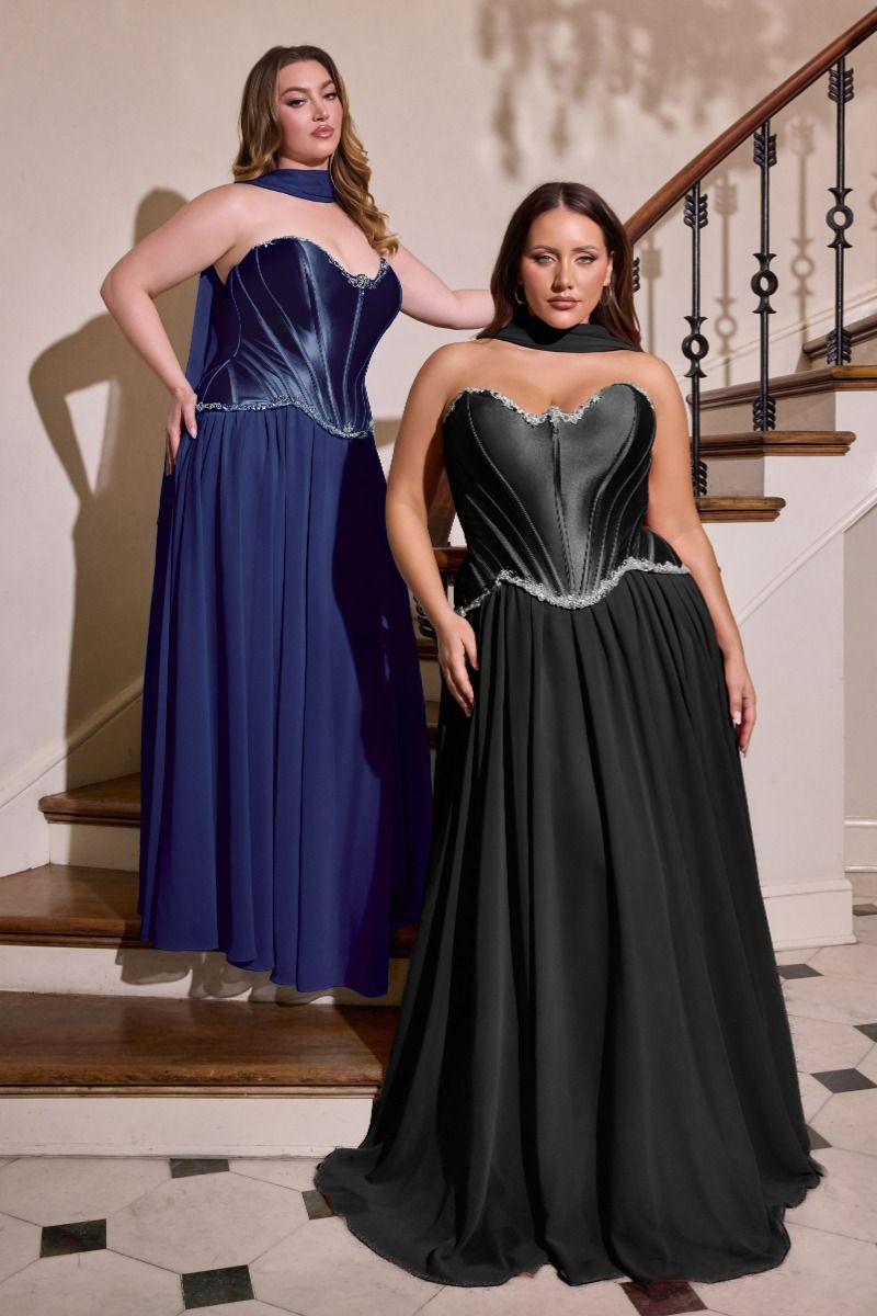 Luxurious Rose Lace Satin Gown CDCD668C - Cinderella Divine Prom Dress