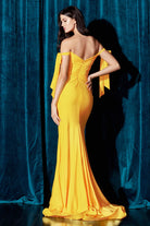 Stretch Luxe Jersey Dress for Prom & Bridesmaids with Sexy Formal Gown, Shoulder Bodice & Leg Slit-smcdress