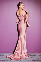 Stretch Luxe Jersey Dress for Prom & Bridesmaids with Sexy Formal Gown, Shoulder Bodice & Leg Slit-smcdress