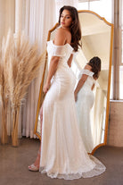 Off-shoulder, sequin, ruffled gown-smcdress