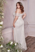Off-shoulder, sequin, ruffled gown-smcdress