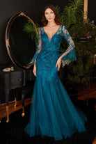 Mermaid Gown w/ Bell Sleeves-smcdress