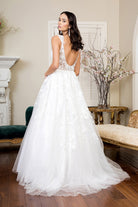 Back of A-Line V-neck Wedding Dress