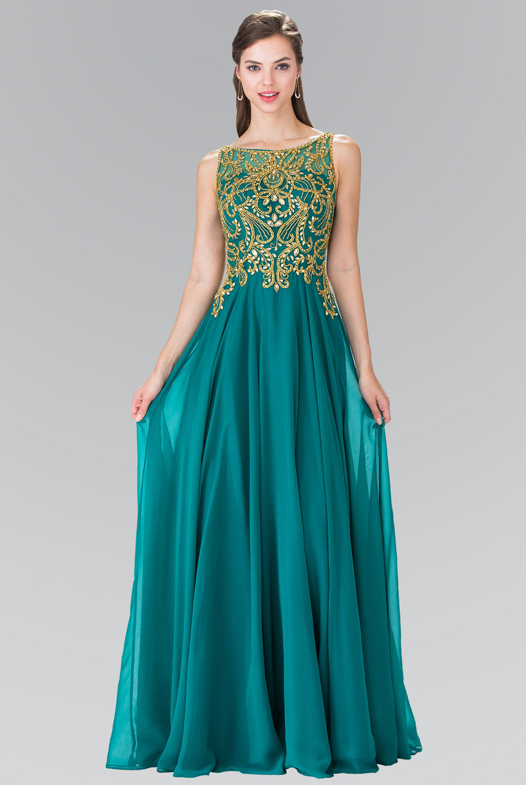 Beads Embellished Bodice Chiffon Prom Dress-smcdress