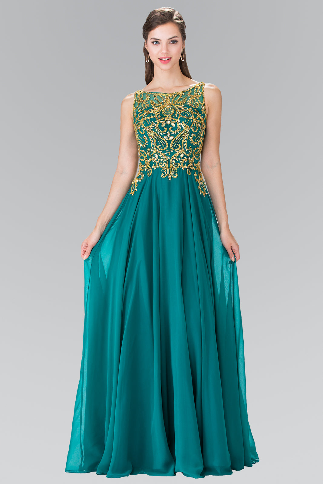 Beads Embellished Bodice Chiffon Prom Dress-smcdress