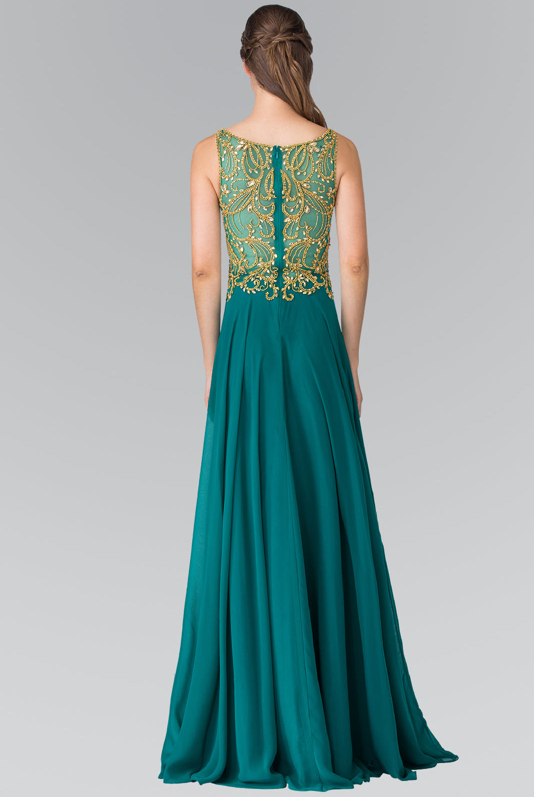 Beads Embellished Bodice Chiffon Prom Dress-smcdress
