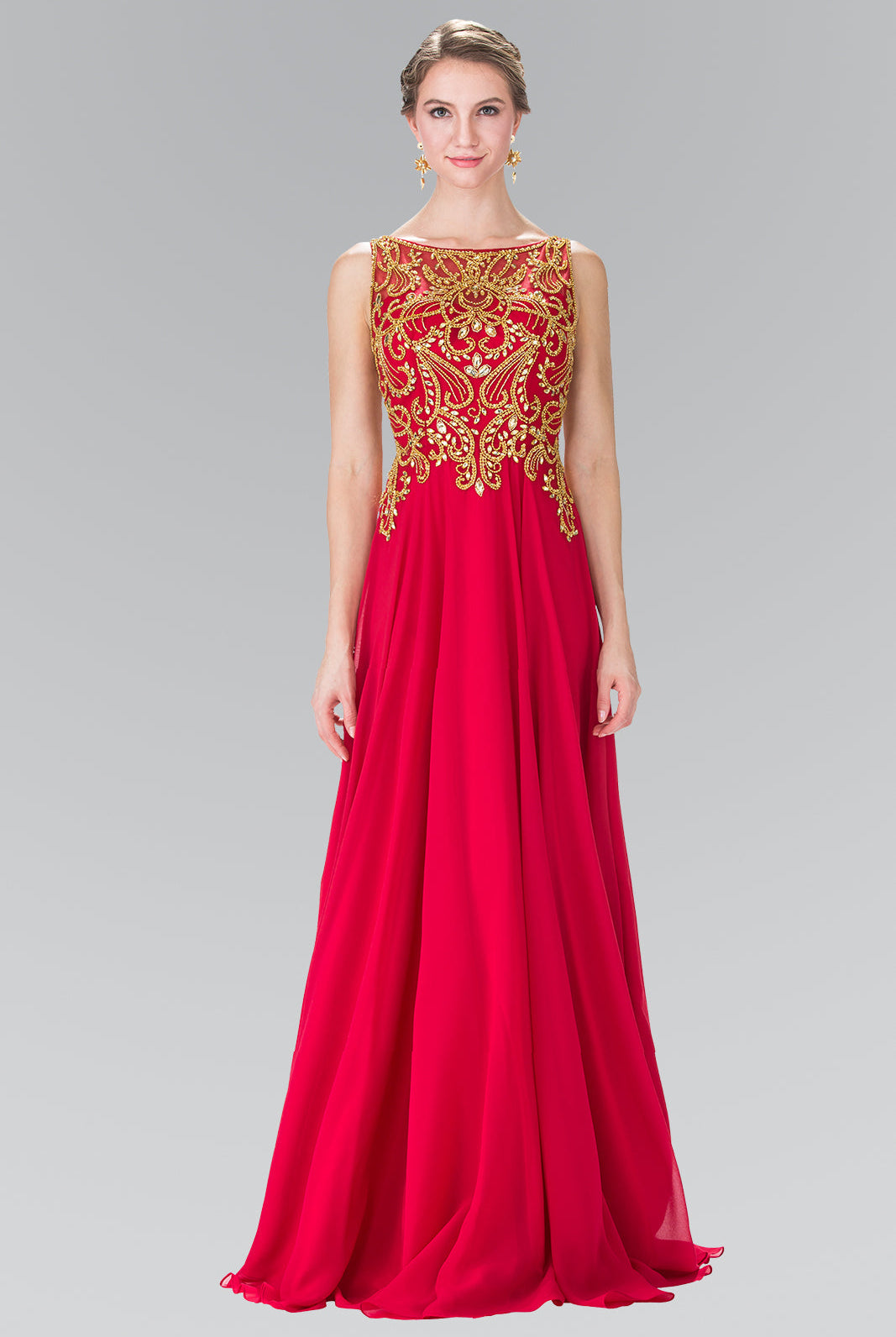 Beads Embellished Bodice Chiffon Prom Dress-smcdress