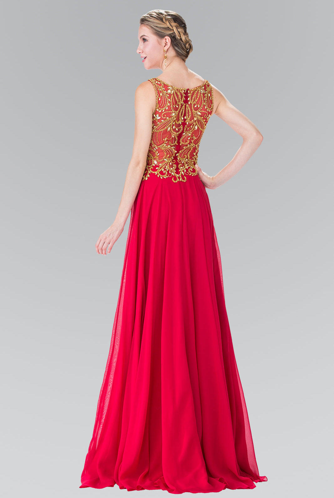 Beads Embellished Bodice Chiffon Prom Dress-smcdress