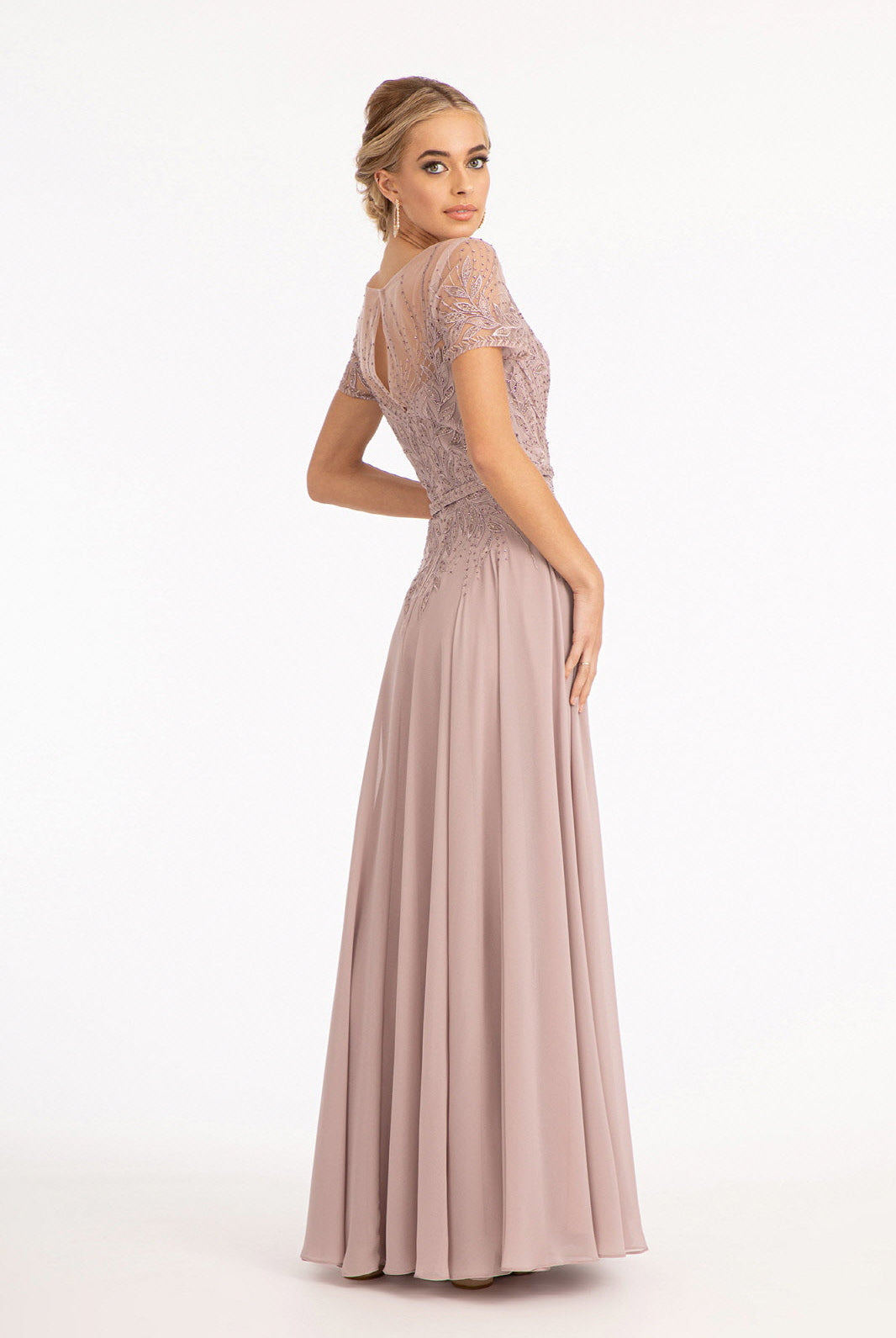 Embroidered Chiffon A-line Dress-smcdress