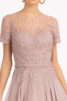 Embroidered Chiffon A-line Dress-smcdress
