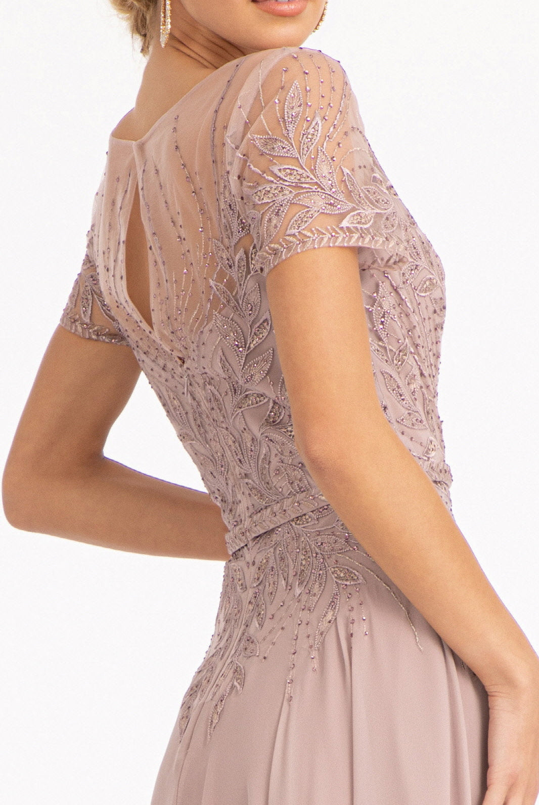 Embroidered Chiffon A-line Dress-smcdress