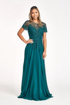 Embroidered Chiffon A-line Dress-smcdress