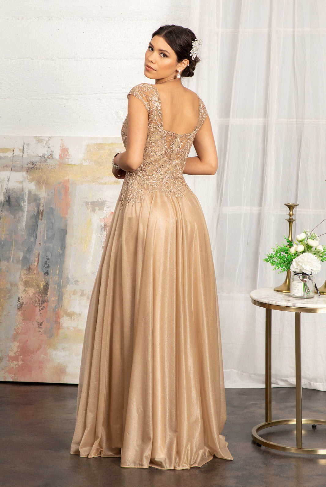 Beads Embellished Embroidered A-line Dress-smcdress