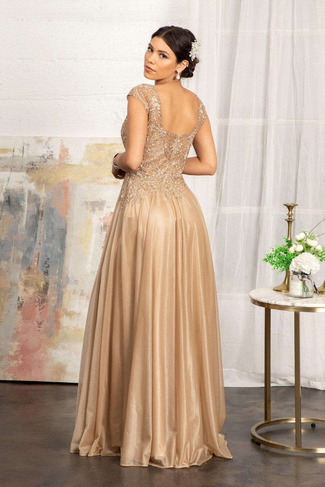 Beads Embellished Embroidered A-line Dress-smcdress