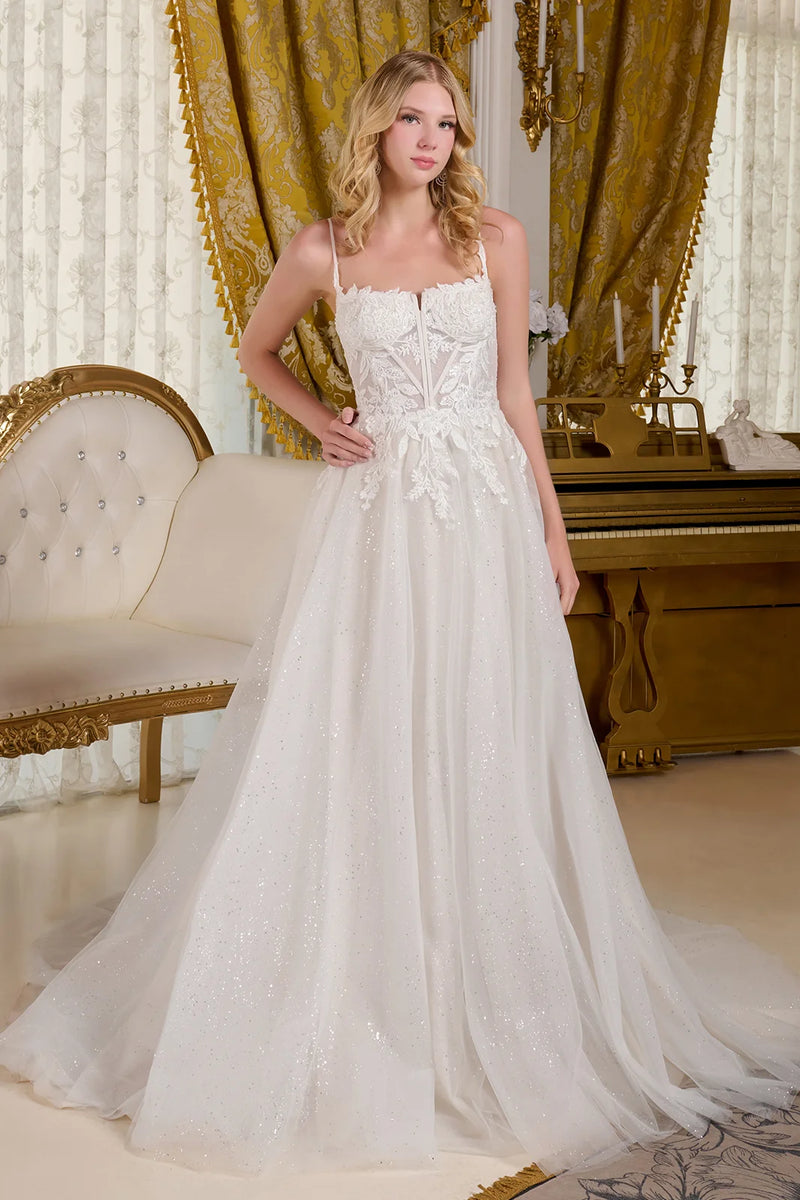 white boat neck a line dress Boat Neck Short Sleeve A-line Lace Wedding Dress, Custom Made Bridal Gown