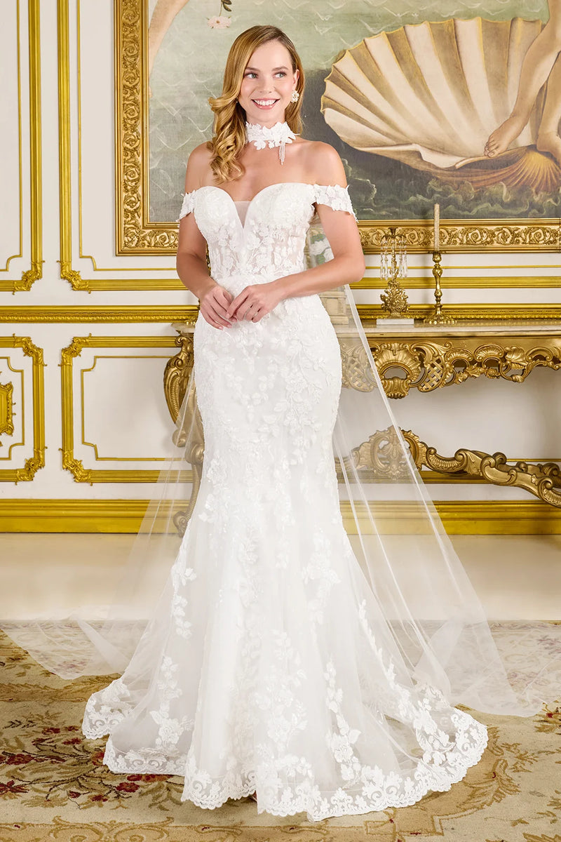 white and gold strapless dress Long Formal Dress 40027 by Ava Presley main image 1