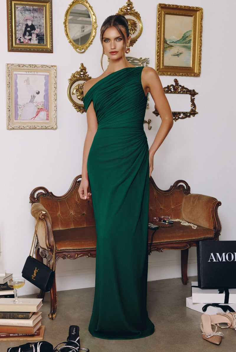 Elegant Light Yellow One-Shoulder Fitted Gown CDT730 - Cinderella Divine Evening Dress CDT730