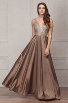 Embroidered Satin Long Evening & MOB Dress-smcdress