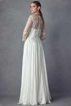 Embroidered Lace Beaded Long Mother Of The Bride Dress-smcdress