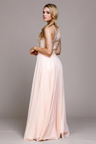 Illusion V-Neck Lace Slit Dress for Evening & Prom-smcdress