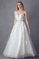 Embroidered Floral Appliques Long Dress-smcdress