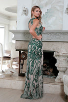 Fitted Sequined deep v neck mermaid Prom Evening Gown-smcdress