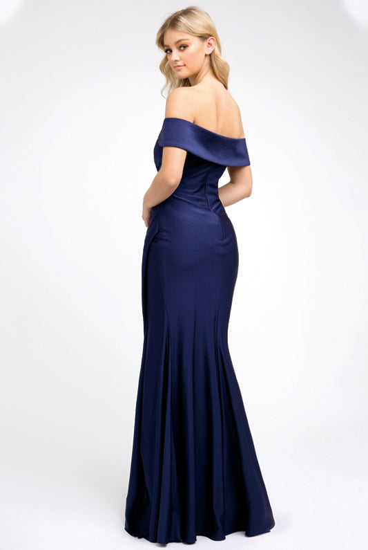 Off the shoulder fitted prom evening dress-smcdress