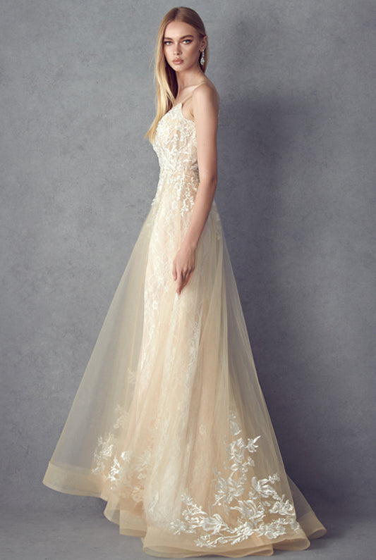 Spaghetti straps long train gown-smcdress