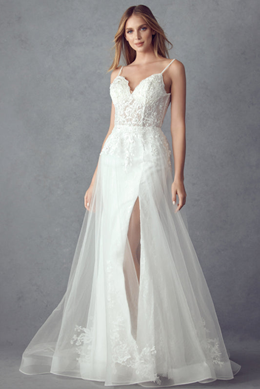 Spaghetti straps long train gown-smcdress