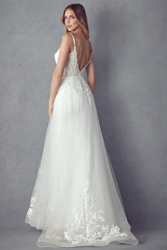 Spaghetti straps long train gown-smcdress