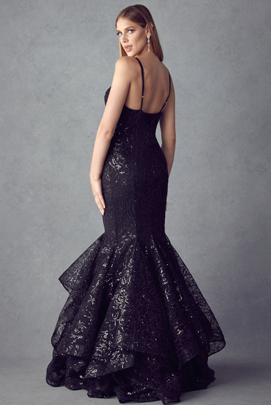 Embellished ruffle mermaid evening prom gown-smcdress