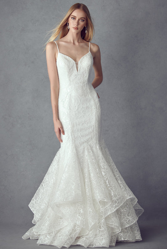 Embellished ruffle mermaid evening prom gown-smcdress