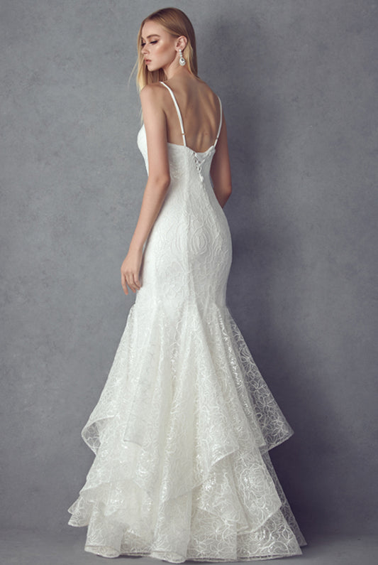 Embellished ruffle mermaid evening prom gown-smcdress