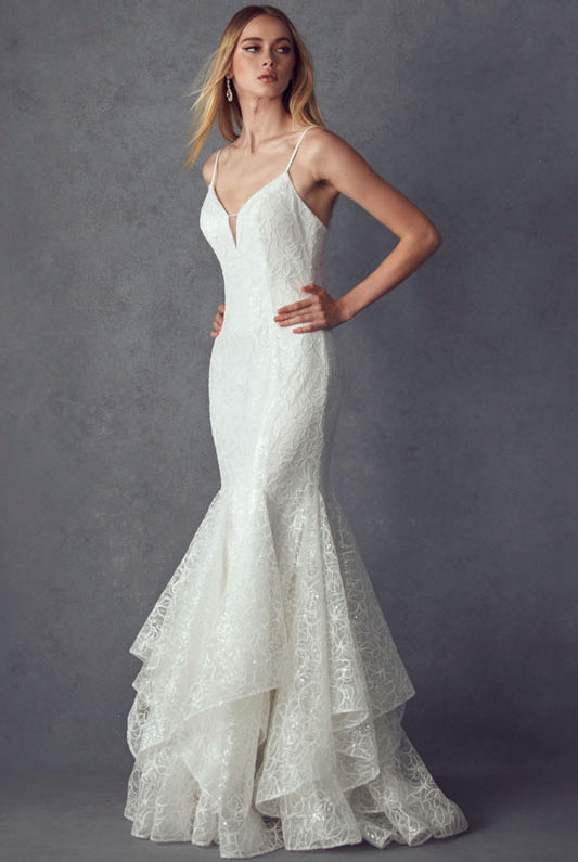 Embellished ruffle mermaid evening prom gown-smcdress