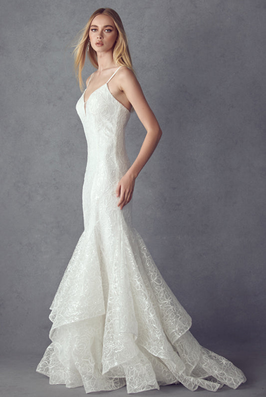 Embellished ruffle mermaid evening prom gown-smcdress