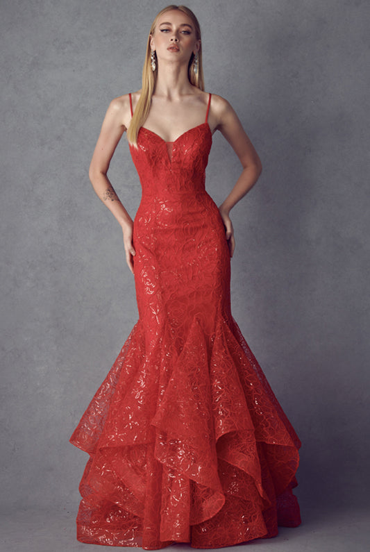 Embellished ruffle mermaid evening prom gown-smcdress