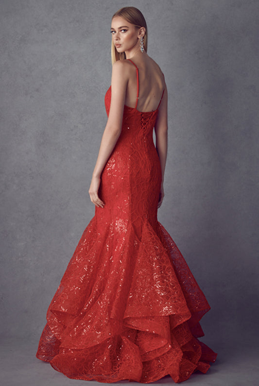 Embellished ruffle mermaid evening prom gown-smcdress