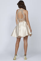 Two-Piece Rhinestone High Neck Dress-smcdress