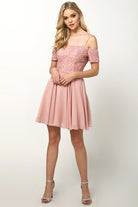 Embroidered Off-Shoulder Strap Dress for Cocktail & Homecoming-smcdress