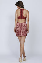 Embellished High Neck Short Dress-smcdress