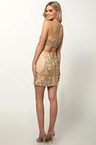 Embellished High Neck Short Dress-smcdress