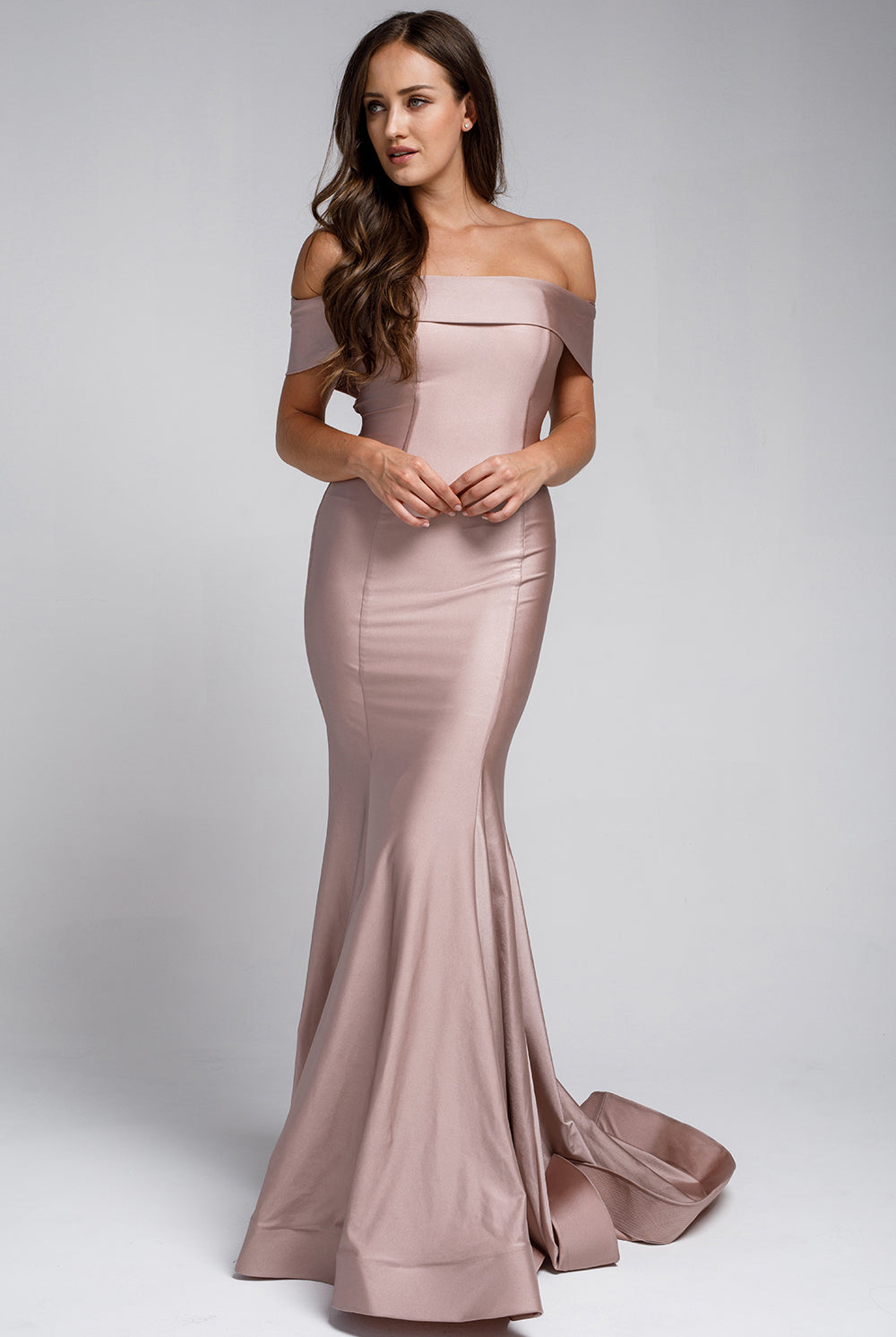 Mermaid Long Evening & Wedding Dress, Off Shoulder, Fitted-smcdress